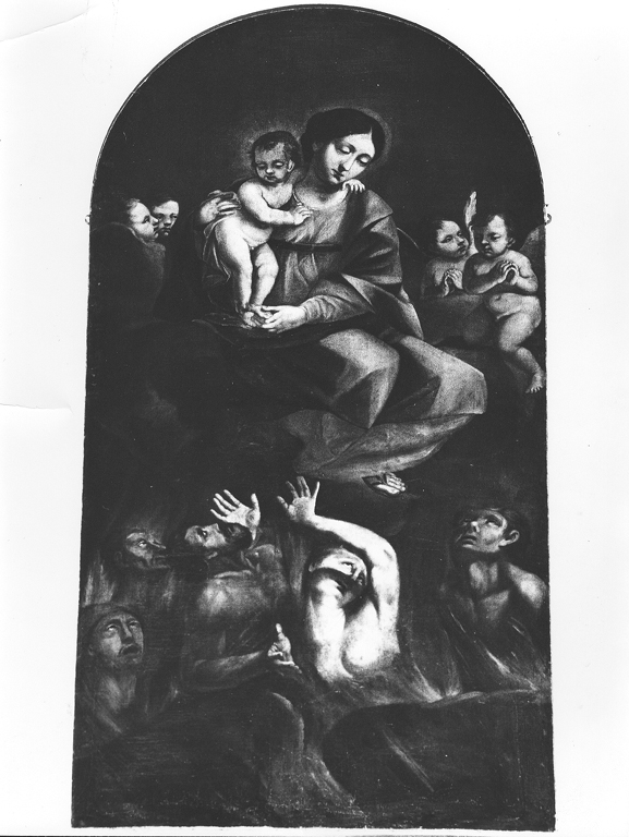 Madonna con Bambino, angeli e anime purganti (dipinto) - ambito laziale (sec. XVIII)