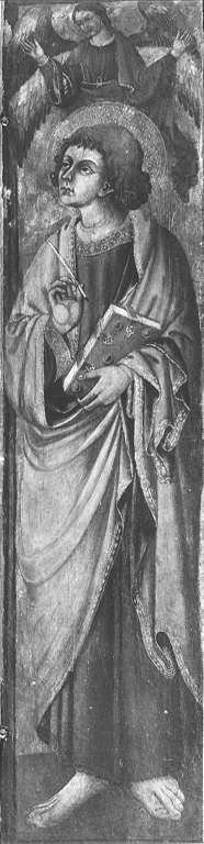 Cristo Salvatore, Maria Vergine, San Giovanni Evangelista (trittico) - ambito Italia centrale (sec. XV)