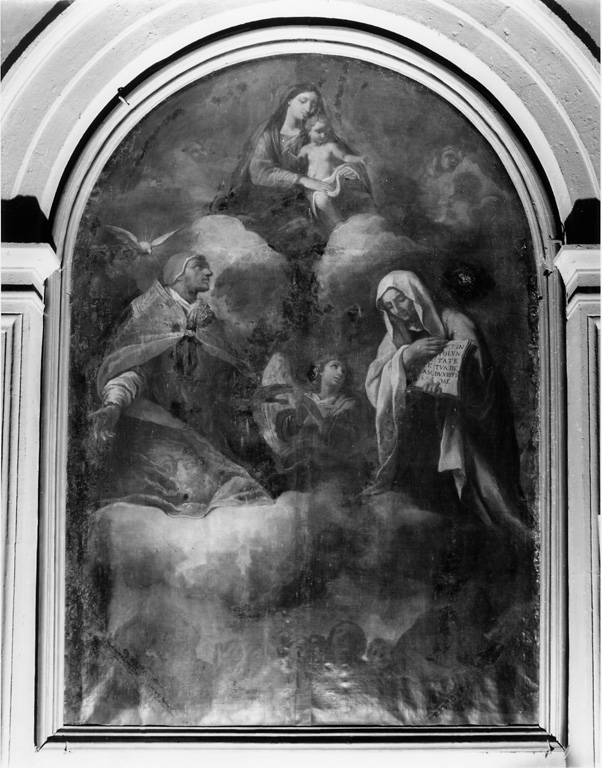 Santa Francesca Romana e San Gregorio Magno intercedono per le anime del purgatorio (dipinto) - ambito laziale (sec. XVII)