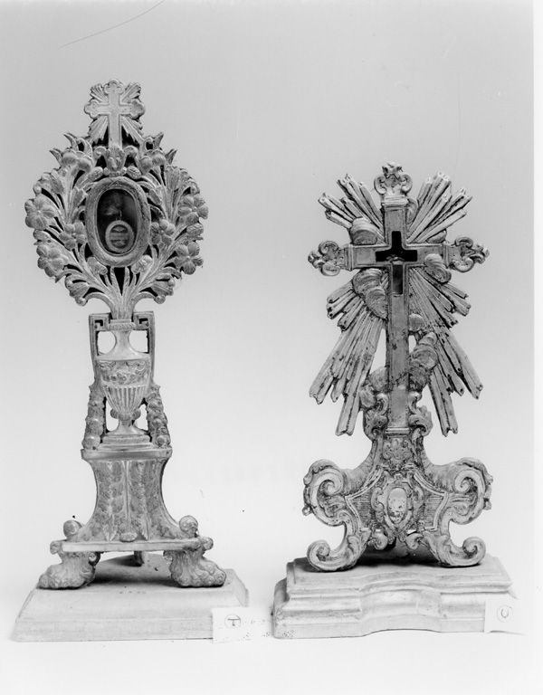 reliquiario - a croce - bottega laziale (sec. XIX)
