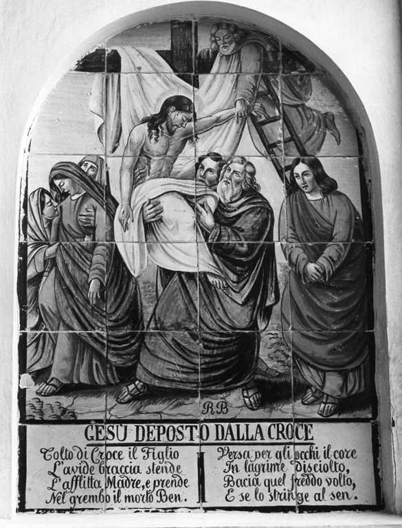 stazione XIII: Gesù deposto dalla croce (dipinto) di Bruno Raimondo (sec. XX)
