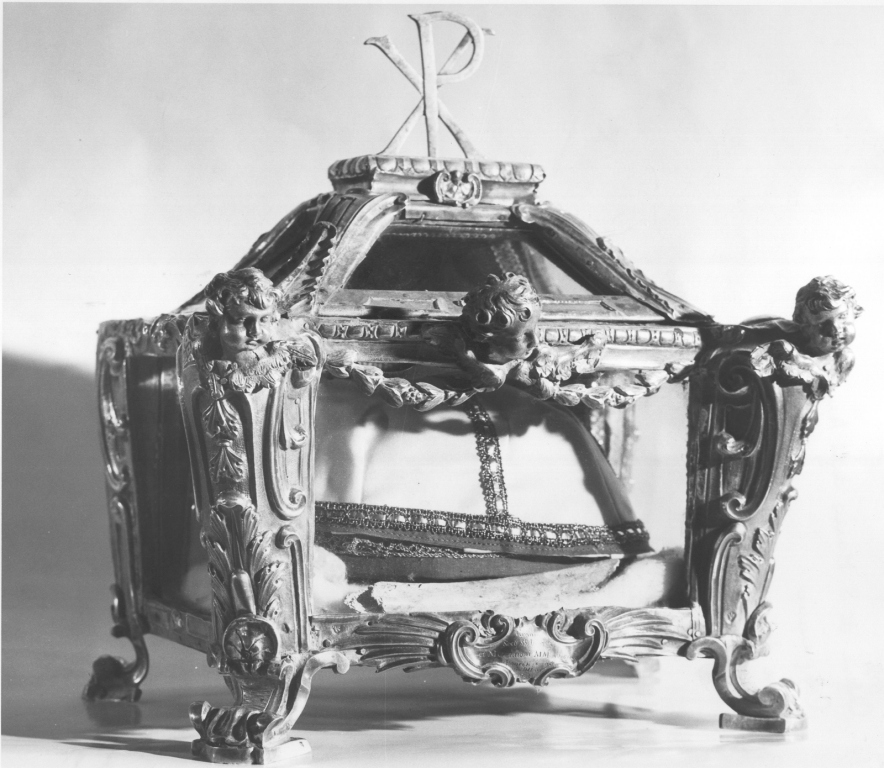 reliquiario a teca - a urna, serie di Petroncelli Lorenzo (maniera) (sec. XVIII)
