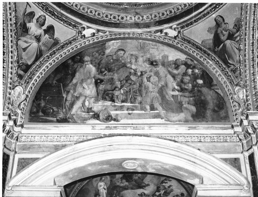 San Rocco distribuisce i suoi beni ai poveri (dipinto) di Belloli Andrea (sec. XIX)