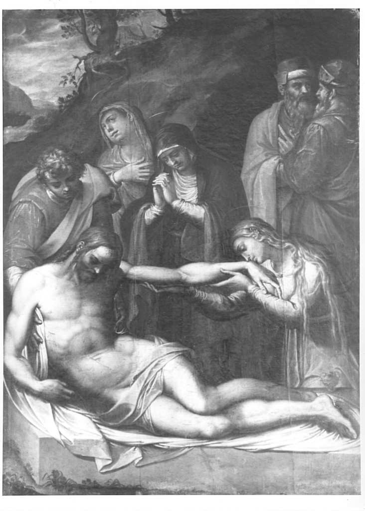 compianto sul Cristo morto (dipinto) di Roncalli Cristoforo detto Pomarancio, Ricci Giovanni Battista (fine/inizio secc. XVI/ XVII)