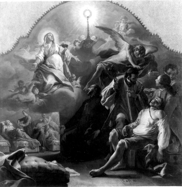 San Camillo de Lellis tra gli infermi (dipinto) di Schiano Evangelista (sec. XVIII)