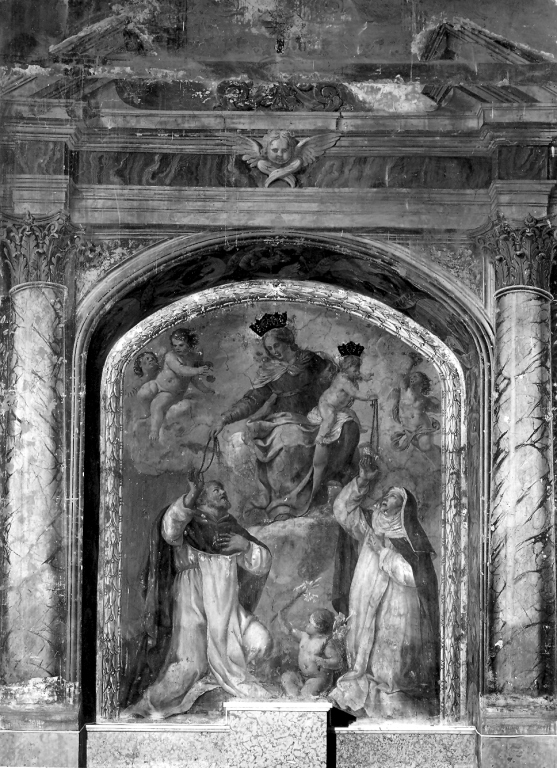Madonna del Rosario con San Domenico e Santa Caterina da Siena (dipinto) - ambito laziale (sec. XVII)