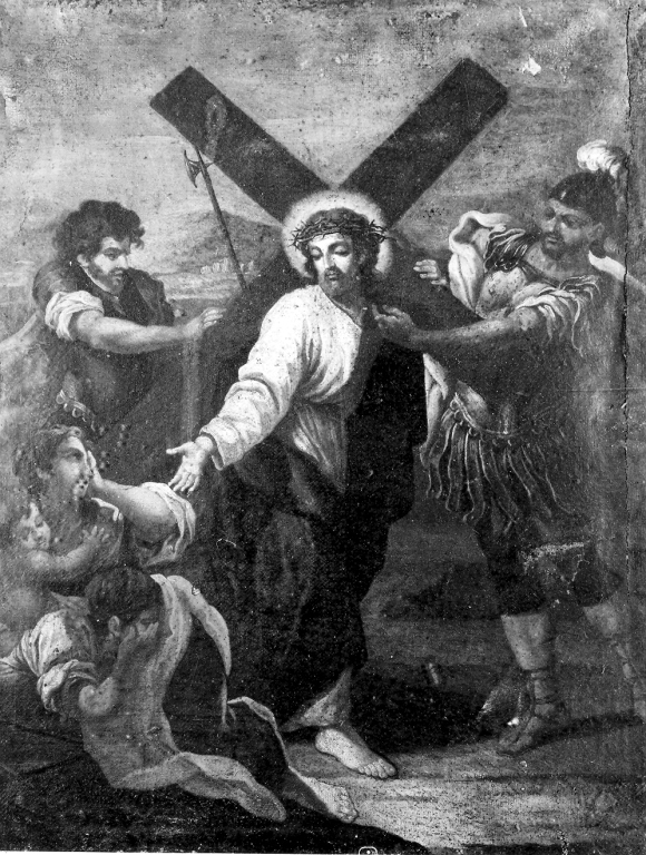 stazione VIII: Gesù consola le donne di Gerusalemme (dipinto) - ambito romano (metà sec. XVII)
