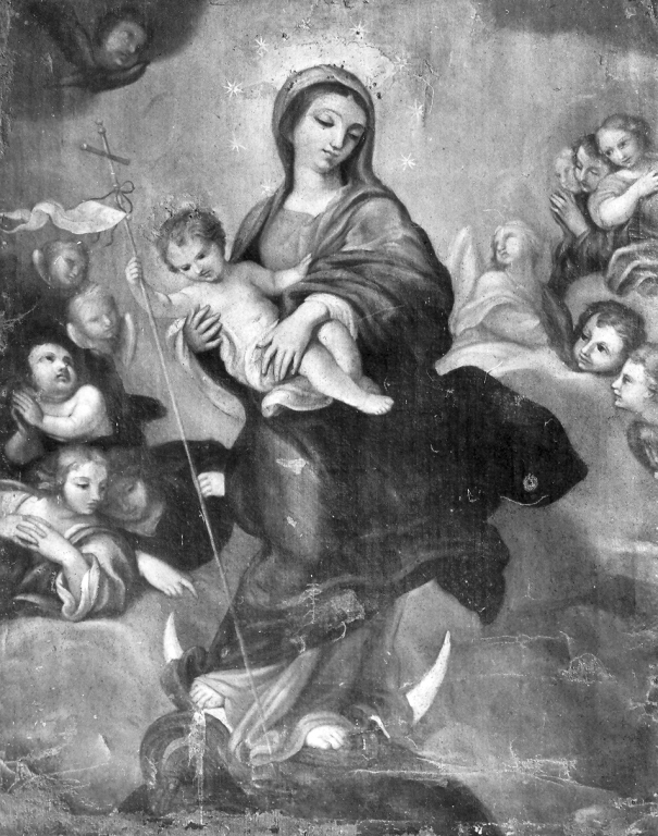 Madonna Immacolata con Bambino e angeli (dipinto) - ambito laziale (sec. XIX)