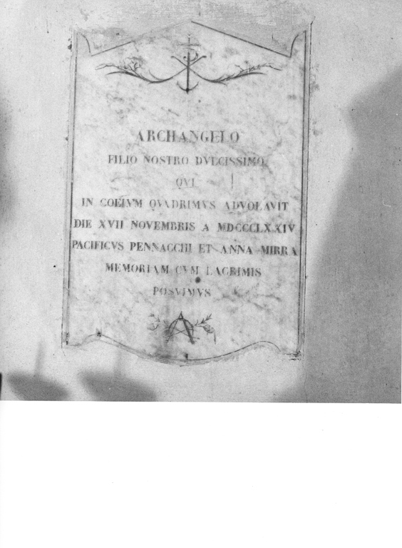 lapide tombale, opera isolata - ambito italiano (sec. XIX)