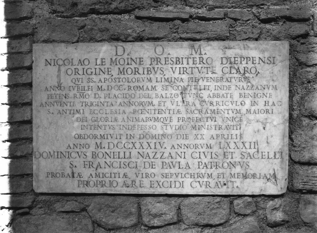lapide commemorativa, opera isolata - ambito italiano (sec. XVIII)