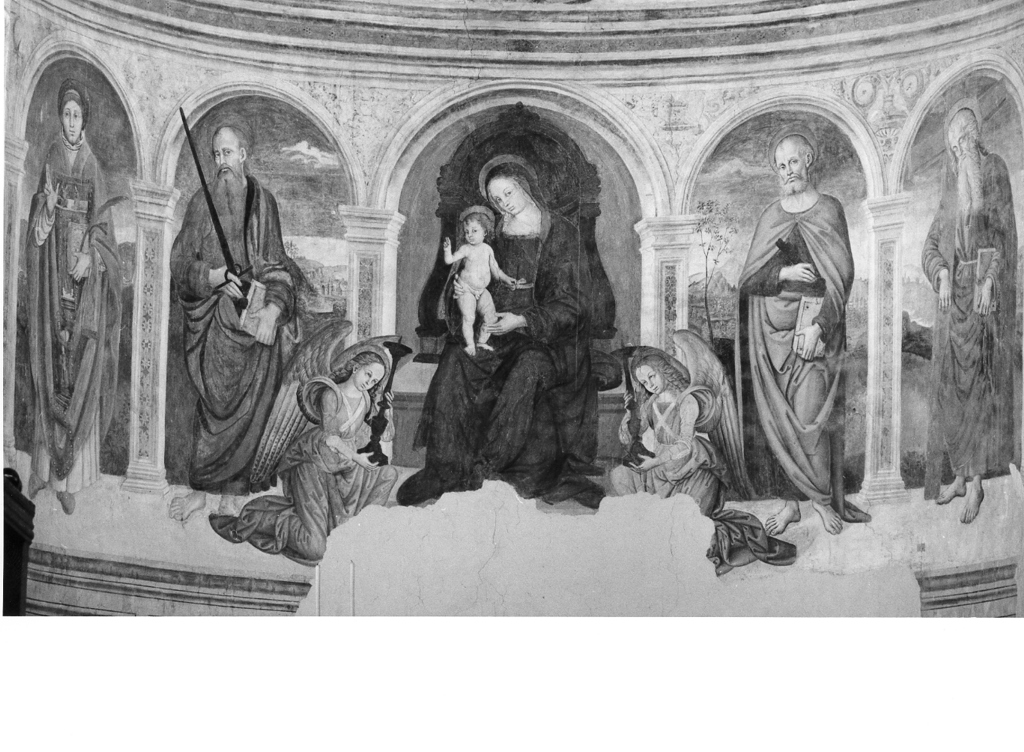 Madonna con Bambino in trono tra santi (dipinto, ciclo) di Cristoforo da Marsciano (attribuito) (fine/inizio secc. XV/ XVI)