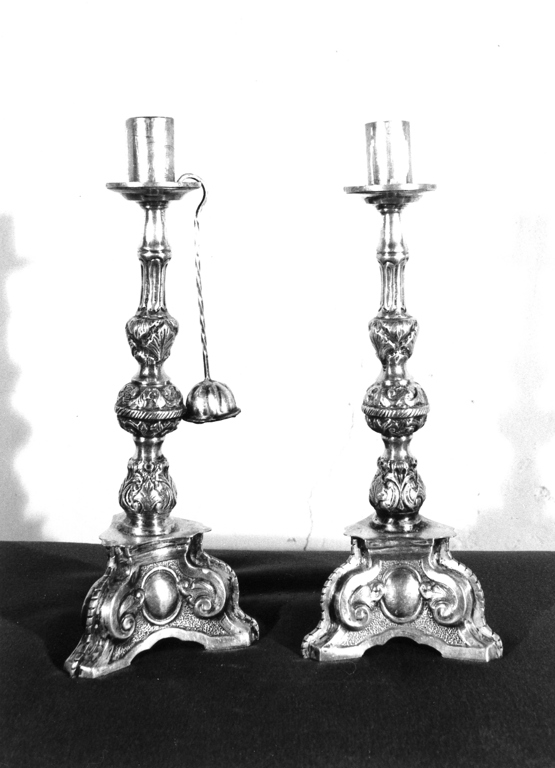 candeliere d'altare, serie - ambito laziale (seconda metà sec. XIX)