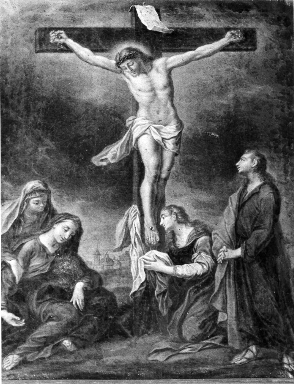 stazione XII: Gesù innalzato e morto in croce (dipinto) - ambito romano (prima metà sec. XVIII)