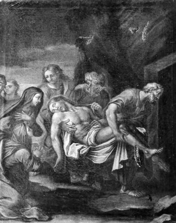 stazione XIV: Gesù deposto nel sepolcro (dipinto) - ambito romano (prima metà sec. XVIII)