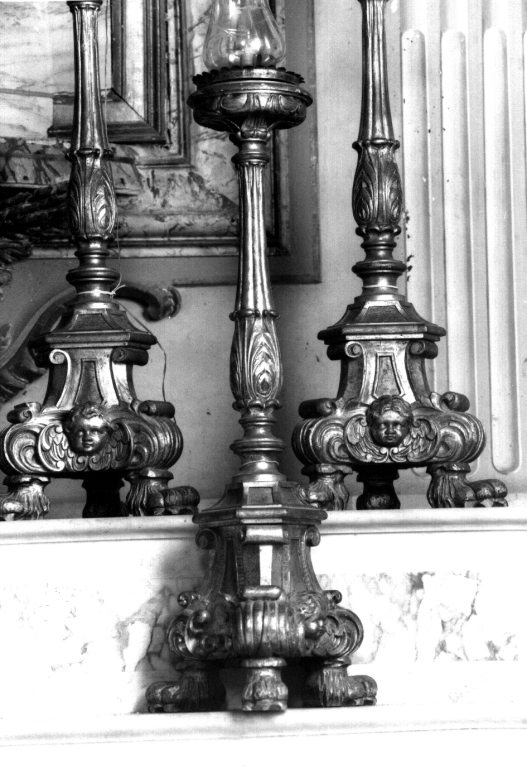 candeliere d'altare, serie - ambito laziale (sec. XVIII)