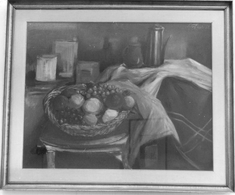 natura morta con cesto di frutta (dipinto) di Purificato Domenico (prima metà sec. XX)