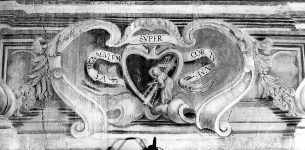 cuore con cartiglio (dipinto) di Mezzetti Francesco (attribuito) (fine sec. XVII)