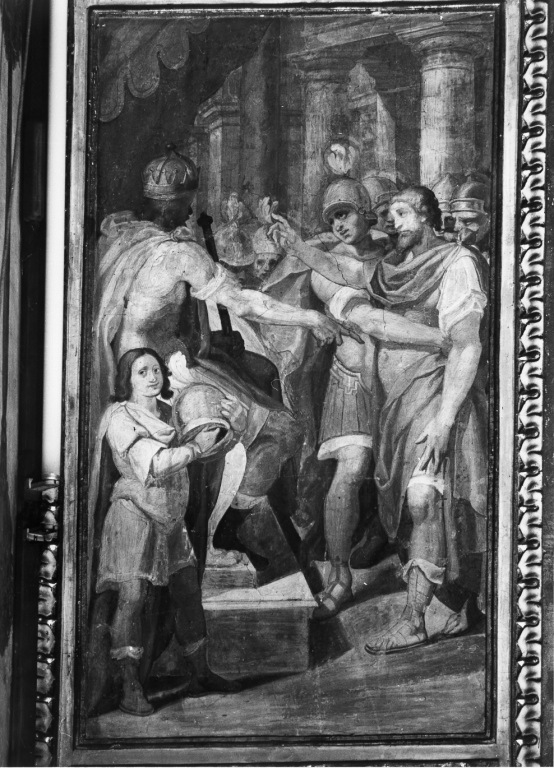 San Genesio esorta l'imperatore a convertirsi (dipinto) di Pozzo Giovan Battista (sec. XVI)