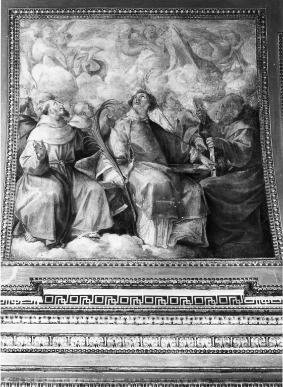 San Lorenzo tra San Francesco e San Bernardino (dipinto) di Pozzo Giovan Battista (sec. XVI)