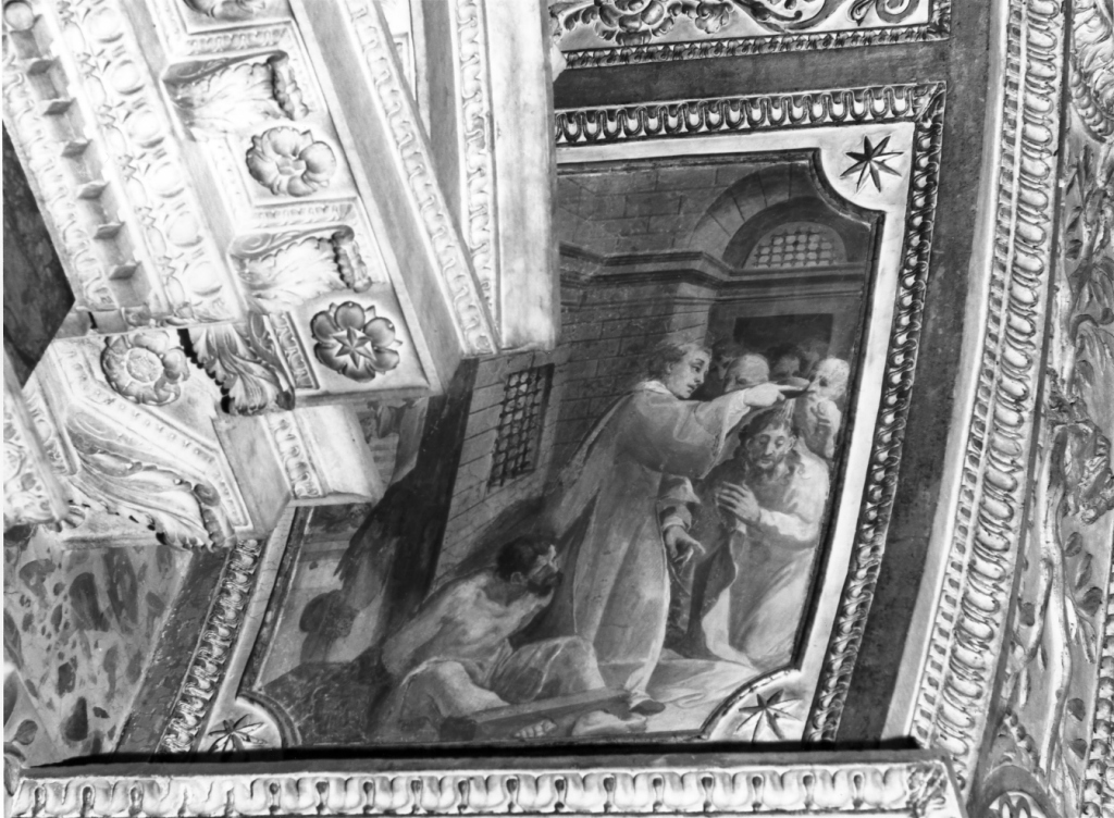 San Lorenzo impartisce il battesimo in carcere (dipinto) di Pozzo Giovan Battista (attribuito) (sec. XVI)