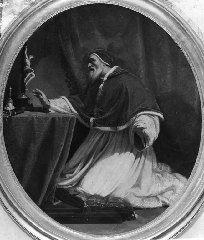 San Pio V in preghiera (dipinto) di Saltelli Fedele Carlo (metà sec. XIX)