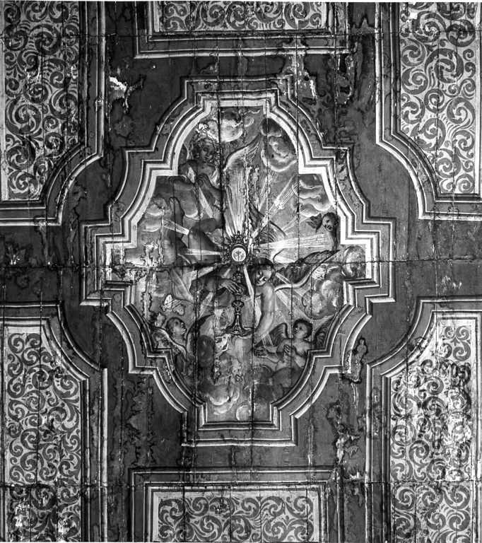 angeli adoranti il calice eucaristico (dipinto, elemento d'insieme) - ambito laziale (prima metà sec. XVIII)