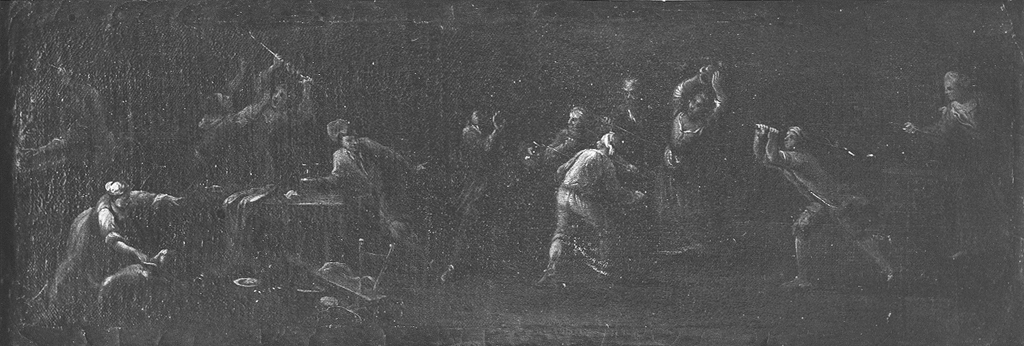 rissa in una taverna (dipinto) - ambito romano (secc. XVII/ XVIII)