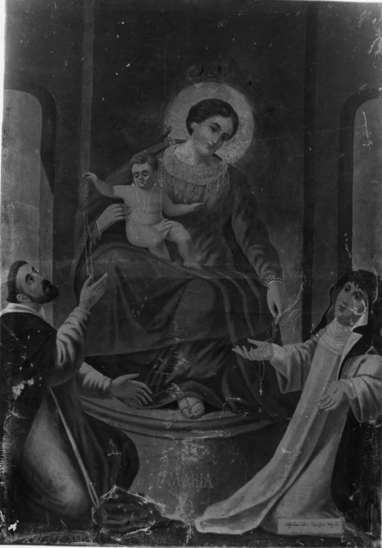Madonna del Rosario con San Domenico e Santa Caterina da Siena (dipinto) - ambito laziale (primo quarto sec. XX)
