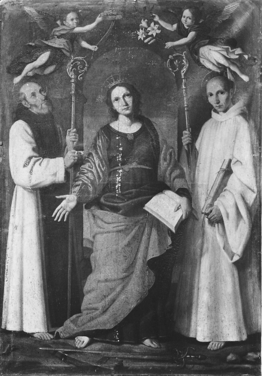 Santa Caterina d'Alessandria con San Domenico e san Bernardo (dipinto) - ambito laziale (sec. XVII)