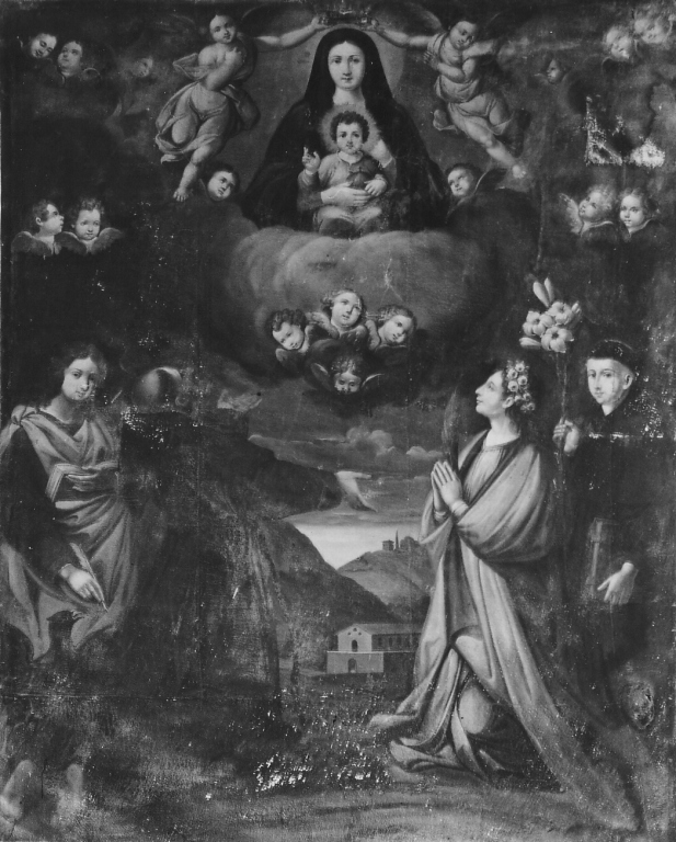 Madonna in gloria e santi (dipinto) - ambito laziale (sec. XIX)
