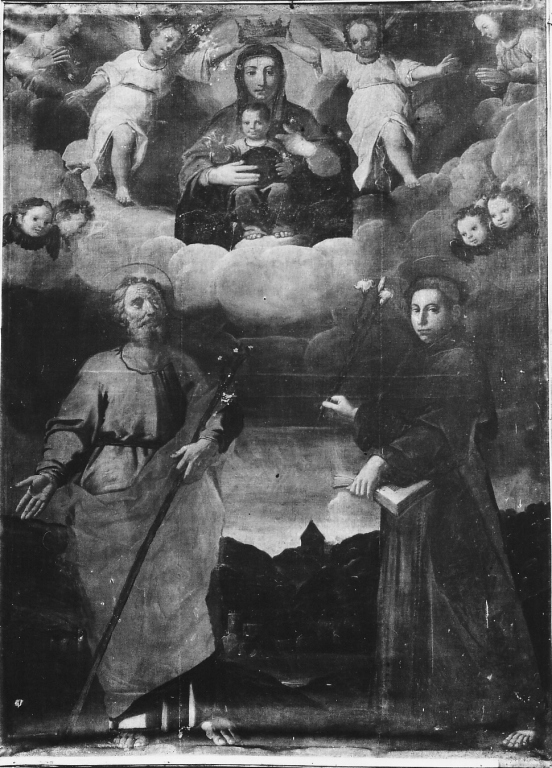 Madonna in gloria e santi (dipinto) - ambito laziale (sec. XVII)