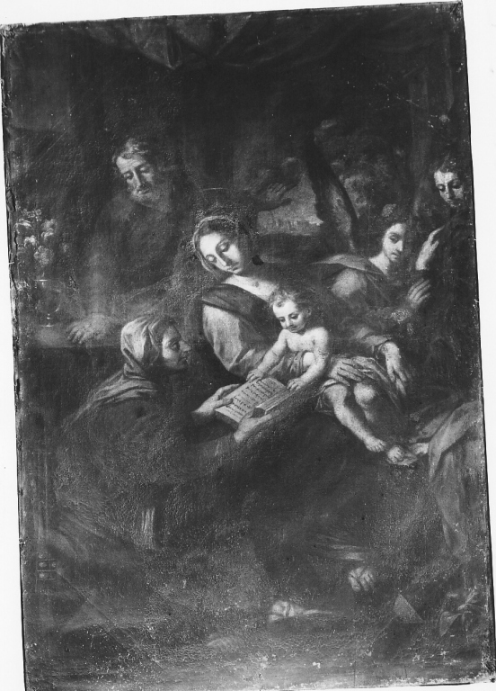 Sacra Famiglia con Santi (dipinto) - ambito laziale (sec. XVII)