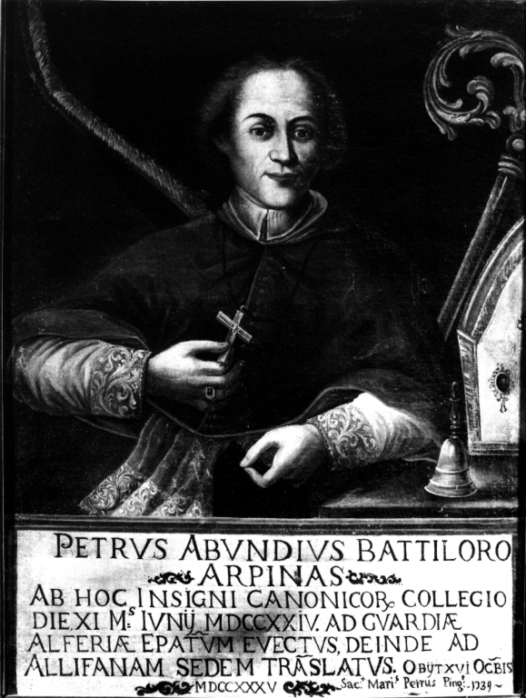 ritratto del vescovo Pietro Abbondio Battiloro (dipinto) di Marius Petrus (sec. XVIII)