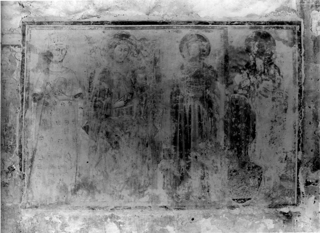 Madonna con Bambino in trono con Santa Caterina, Sant'Antonio abate e Sante (dipinto) - ambito laziale (seconda metà sec. XIII)