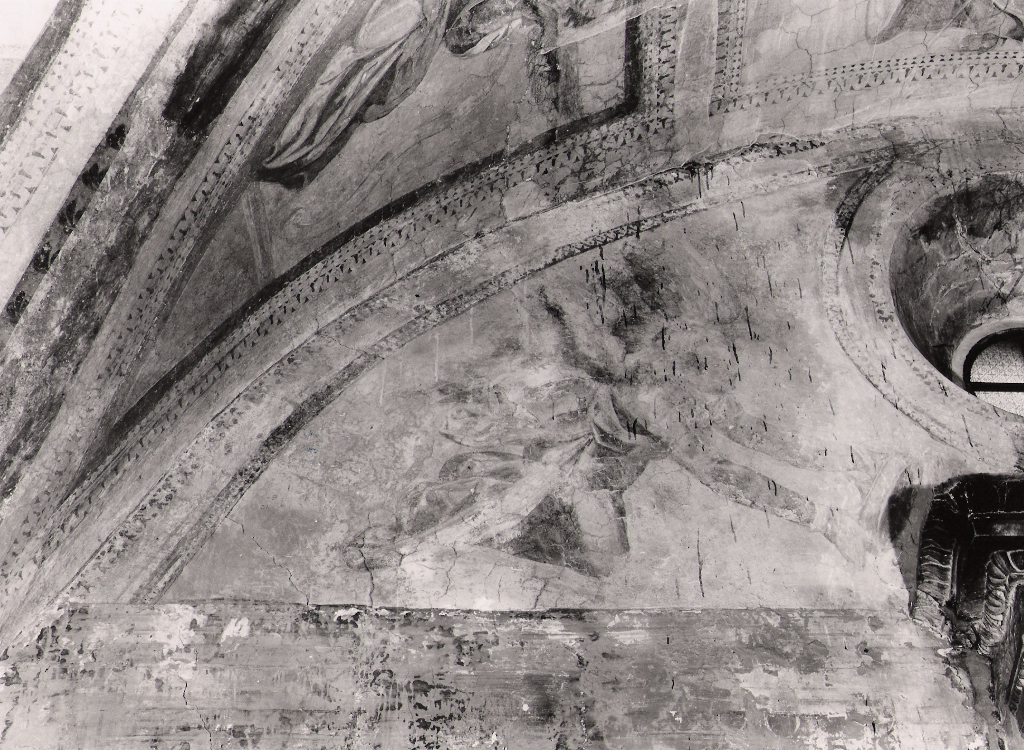 Due angeli reggicorona (dipinto, complesso decorativo) - ambito laziale (seconda metà sec. XVII)