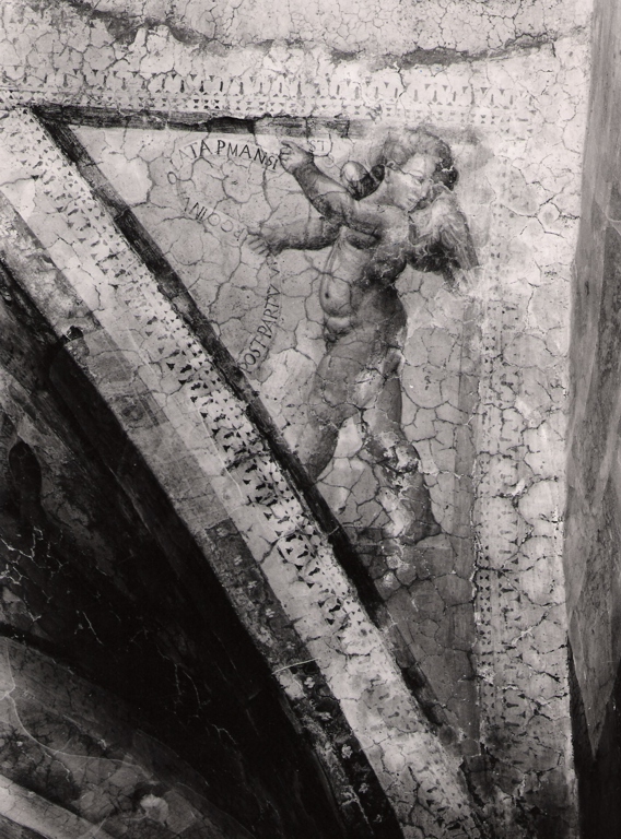 angelo reggicartiglio (dipinto, complesso decorativo) - ambito laziale (seconda metà sec. XVII)