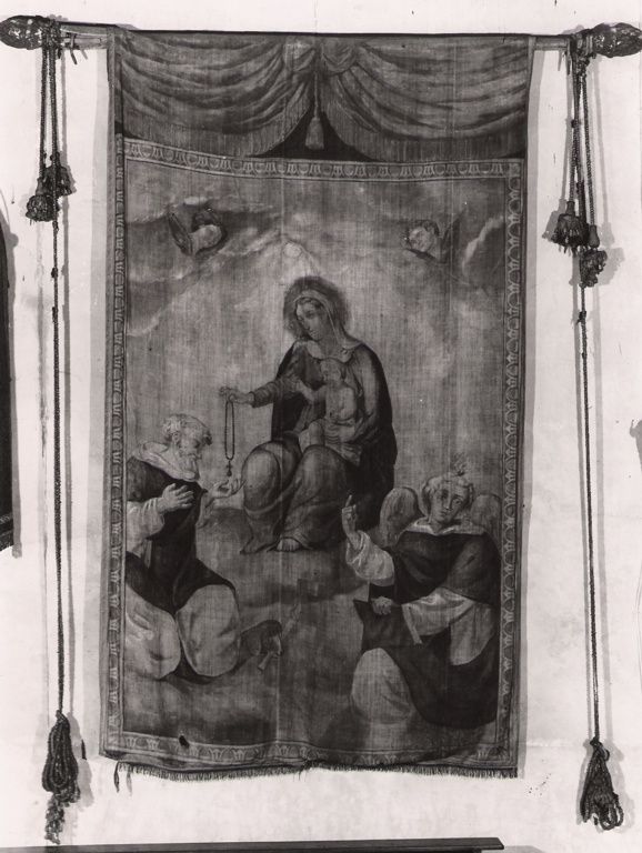 Madonna del Rosario con San Domenico e San Vincenzo Ferrer (dipinto) - ambito laziale (sec. XVIII)