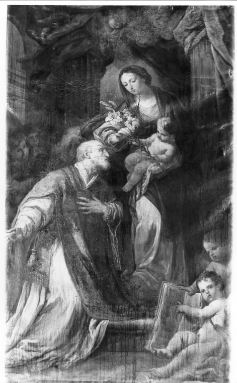 Madonna con Bambino e San Filippo Neri (dipinto) di Grecolini Giovanni Antonio (scuola) (sec. XVIII)