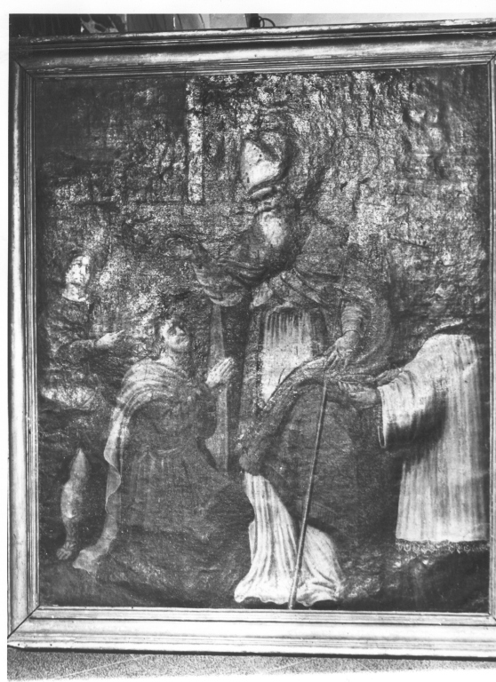 Vescovo che battezza personaggio di rango elevato (dipinto) - ambito laziale (fine/inizio secc. XVI/ XVII)