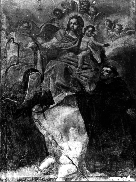 Madonna con Bambino che appare a San Francesco e Santa Chiara (dipinto) di Alfani Emanuele (attribuito) (sec. XVIII)