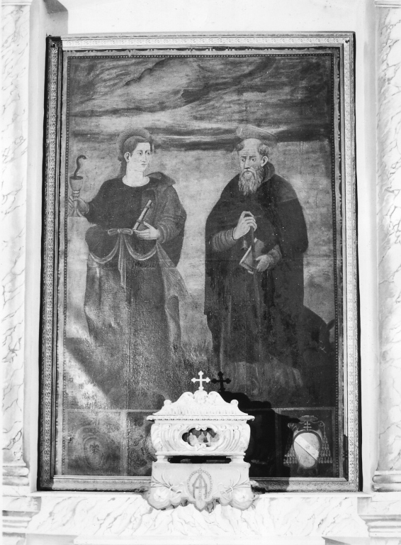 Sant'Antonio Abate e San Giovanni Evangelista (dipinto) - ambito laziale (fine/inizio secc. XVI/ XVII)