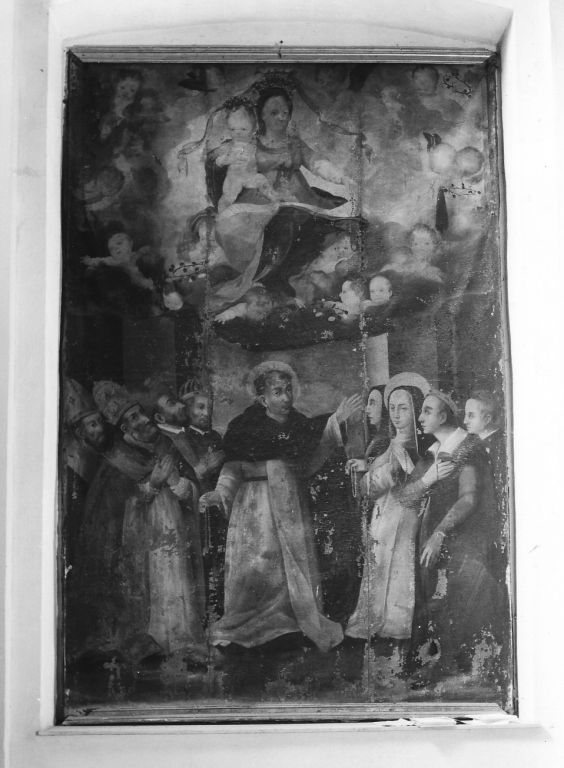 Madonna del Rosario con San Domenico e devoti (dipinto) - ambito laziale (inizio sec. XVII)