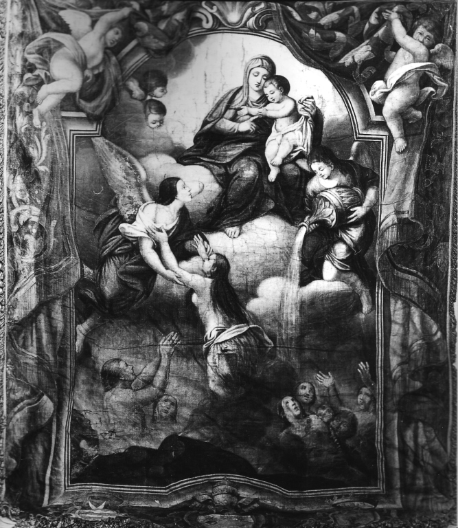 Madonna del Suffragio, Madonna che intercede per le anime del purgatorio (dipinto) - ambito romano (sec. XVIII)