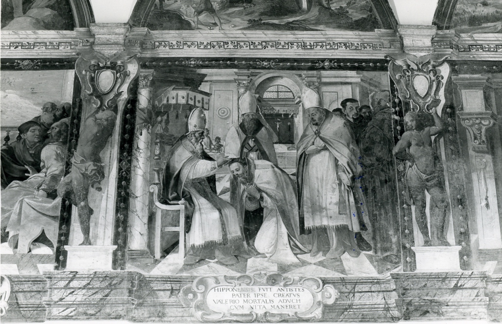 Sant'Agostino consacrato vescovo da Valerio (dipinto) di Ganassini Marzio (inizio sec. XVII)