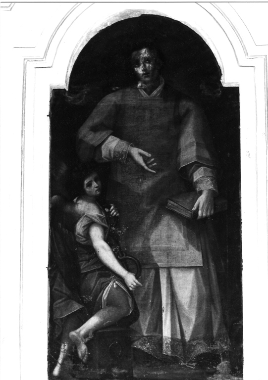 San Leonardo e l'angelo (dipinto) - ambito Italia meridionale (sec. XVII)