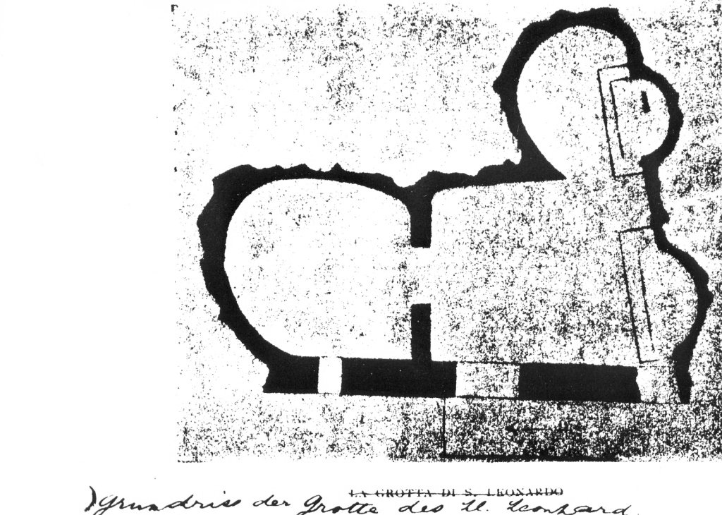 pianta della grotta di San Leonardo (disegno) - ambito laziale (prima metà sec. XX)
