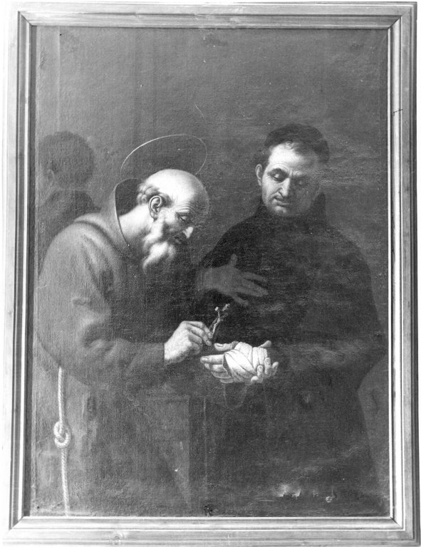 santo che benedice un malato (dipinto) - ambito laziale (sec. XVIII)