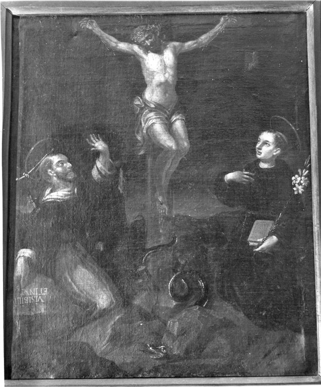 crocifissione di Cristo con San Pietro Martire e Sant'Antonio da Padova (dipinto) - ambito laziale (sec. XVIII)