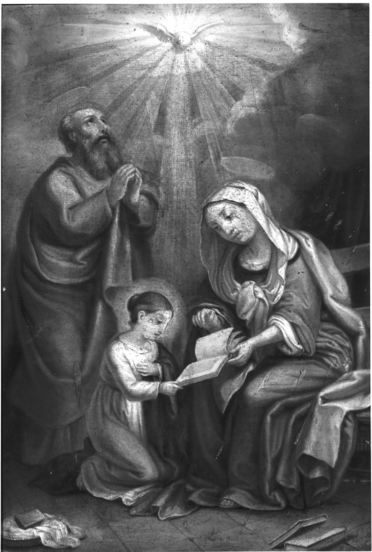 Sant'Anna insegna a leggere a Maria Vergine (dipinto) - ambito laziale (sec. XVIII)