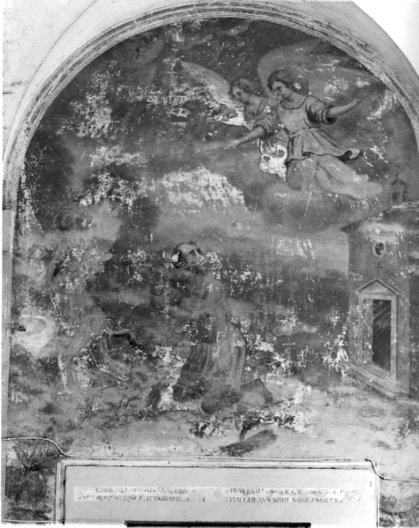 San Francesco d'Assisi si flagella nel roseto (dipinto, ciclo) - ambito laziale (fine sec. XVII)